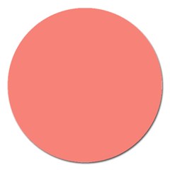 True Coral Pink Color Magnet 5  (round) by SpinnyChairDesigns