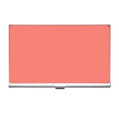 True Coral Pink Color Business Card Holder by SpinnyChairDesigns