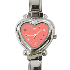 True Coral Pink Color Heart Italian Charm Watch by SpinnyChairDesigns