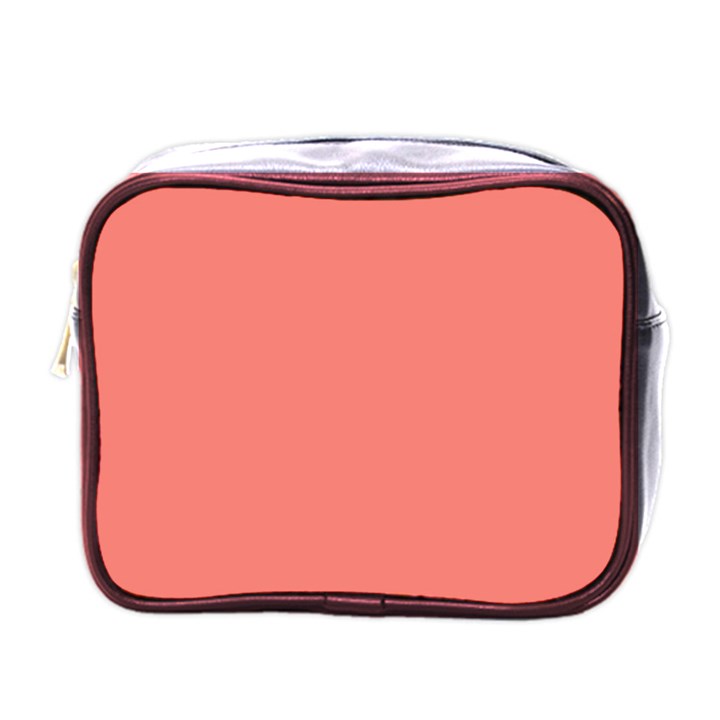 True Coral Pink Color Mini Toiletries Bag (One Side)