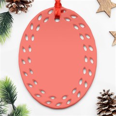 True Coral Pink Color Ornament (oval Filigree) by SpinnyChairDesigns