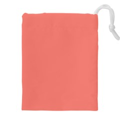 True Coral Pink Color Drawstring Pouch (4xl) by SpinnyChairDesigns