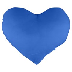 True Cornflower Blue Color Large 19  Premium Heart Shape Cushions by SpinnyChairDesigns