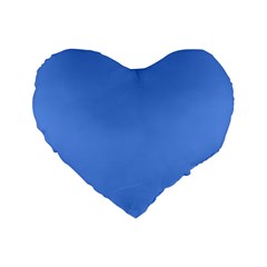 True Cornflower Blue Color Standard 16  Premium Flano Heart Shape Cushions by SpinnyChairDesigns