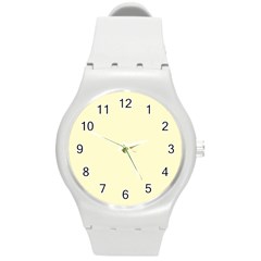 True Cream Color Round Plastic Sport Watch (m) by SpinnyChairDesigns