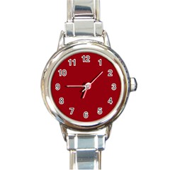 True Dark Red Color Round Italian Charm Watch by SpinnyChairDesigns