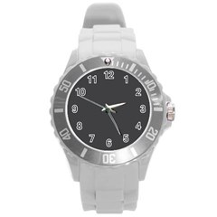 Dark Slate Grey Color Round Plastic Sport Watch (l) by SpinnyChairDesigns