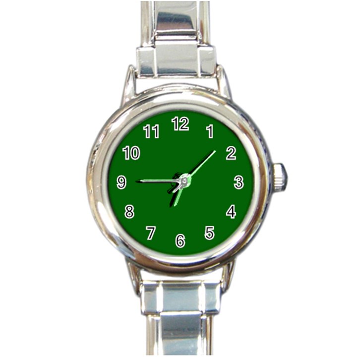 True Emerald Green Color Round Italian Charm Watch