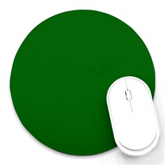 True Emerald Green Color Round Mousepads by SpinnyChairDesigns