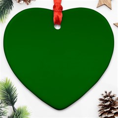 True Emerald Green Color Ornament (heart) by SpinnyChairDesigns