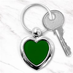 True Emerald Green Color Key Chain (heart) by SpinnyChairDesigns