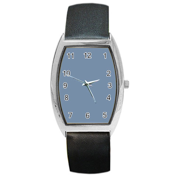 Faded Denim Blue Color Barrel Style Metal Watch