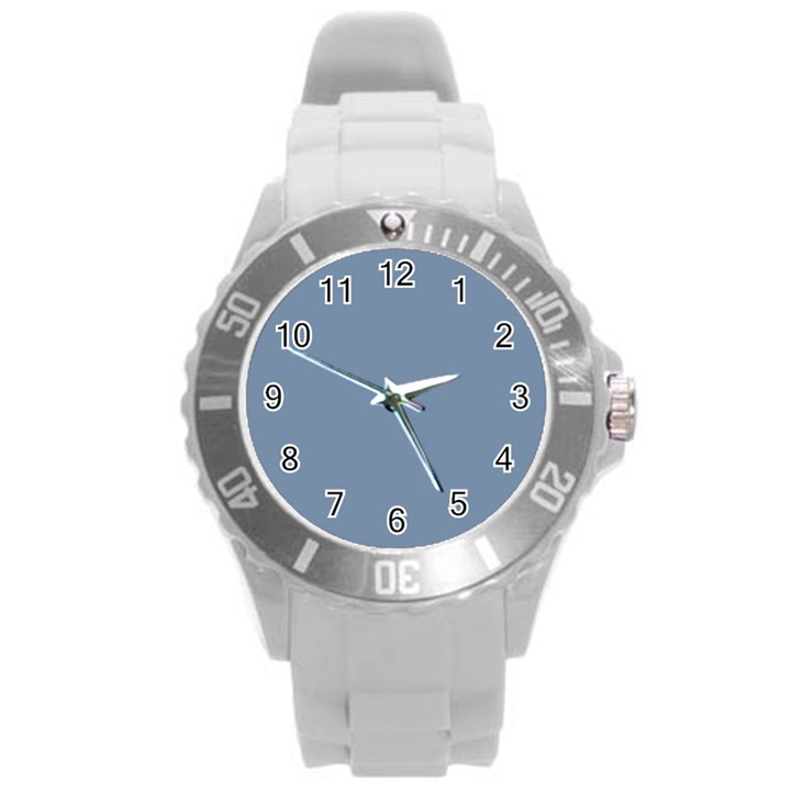 Faded Denim Blue Color Round Plastic Sport Watch (L)