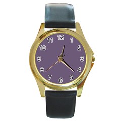 Grape Compote Purple Color Round Gold Metal Watch by SpinnyChairDesigns