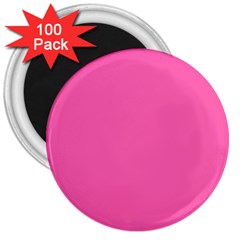 Hot Hollywood Pink Color 3  Magnets (100 Pack) by SpinnyChairDesigns