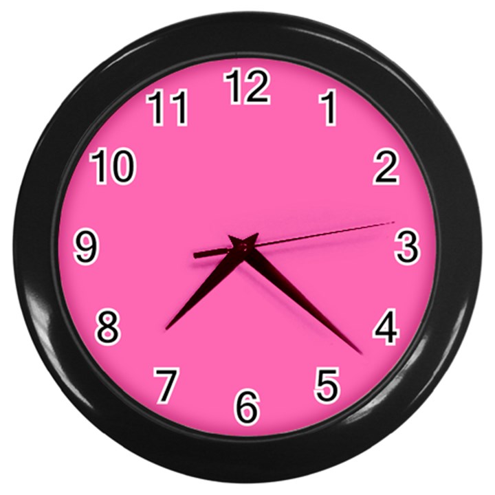 Hot Hollywood Pink Color Wall Clock (Black)