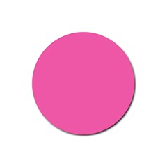 Hot Hollywood Pink Color Rubber Coaster (round)  by SpinnyChairDesigns