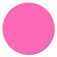 Hot Hollywood Pink Color Magnet 5  (round) by SpinnyChairDesigns