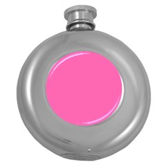 Hot Hollywood Pink Color Round Hip Flask (5 Oz) by SpinnyChairDesigns