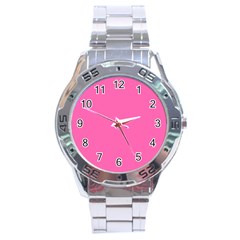 Hot Hollywood Pink Color Stainless Steel Analogue Watch