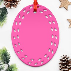 Hot Hollywood Pink Color Oval Filigree Ornament (Two Sides)