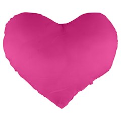 Hot Hollywood Pink Color Large 19  Premium Heart Shape Cushions by SpinnyChairDesigns