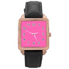 Hot Hollywood Pink Color Rose Gold Leather Watch  by SpinnyChairDesigns