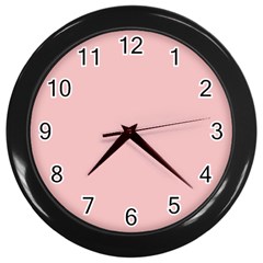 Baby Pink Color Wall Clock (black) by SpinnyChairDesigns