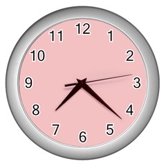 Baby Pink Color Wall Clock (silver) by SpinnyChairDesigns