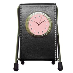 Baby Pink Color Pen Holder Desk Clock by SpinnyChairDesigns