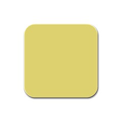 True Lemon Yellow Color Rubber Square Coaster (4 Pack)  by SpinnyChairDesigns