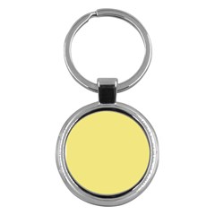 True Lemon Yellow Color Key Chain (round) by SpinnyChairDesigns