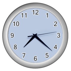 Light Steel Blue Color Wall Clock (silver) by SpinnyChairDesigns