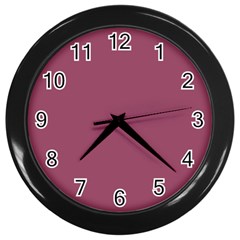 Dark Mauve Color Wall Clock (black) by SpinnyChairDesigns