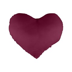 Dark Mauve Color Standard 16  Premium Heart Shape Cushions by SpinnyChairDesigns