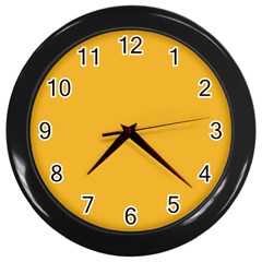 True Mustard Yellow Color Wall Clock (black) by SpinnyChairDesigns