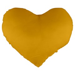 True Mustard Yellow Color Large 19  Premium Heart Shape Cushions by SpinnyChairDesigns