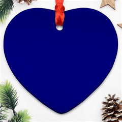 True Navy Blue Color Ornament (heart) by SpinnyChairDesigns