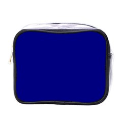 True Navy Blue Color Mini Toiletries Bag (one Side) by SpinnyChairDesigns