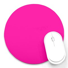 Neon Pink Color Round Mousepads by SpinnyChairDesigns