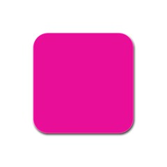 Neon Pink Color Rubber Square Coaster (4 Pack)  by SpinnyChairDesigns