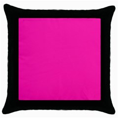 Neon Pink Color Throw Pillow Case (black) by SpinnyChairDesigns