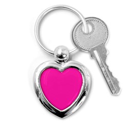 Neon Pink Color Key Chain (heart) by SpinnyChairDesigns