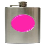 Neon Pink Color Hip Flask (6 oz) Front