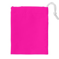 Neon Pink Color Drawstring Pouch (4xl) by SpinnyChairDesigns