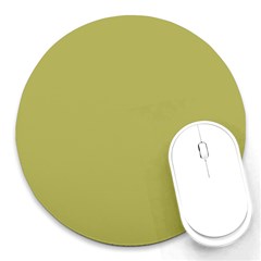 Olive Green Color Round Mousepads by SpinnyChairDesigns