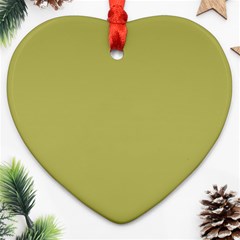 Olive Green Color Ornament (heart) by SpinnyChairDesigns