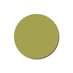 Olive Green Color Rubber Round Coaster (4 Pack)  by SpinnyChairDesigns