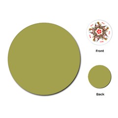 Olive Green Color Playing Cards Single Design (round) by SpinnyChairDesigns