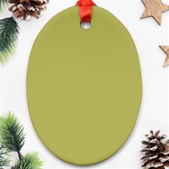 Olive Green Color Oval Ornament (two Sides) by SpinnyChairDesigns